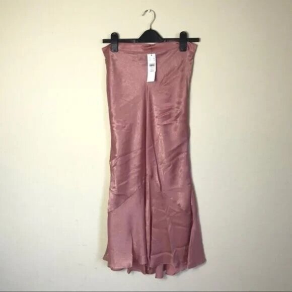NWT TOPSHOP Satin Pink Flounce Maxi Whimsygoth Punk Skirt - Picture 2 of 3